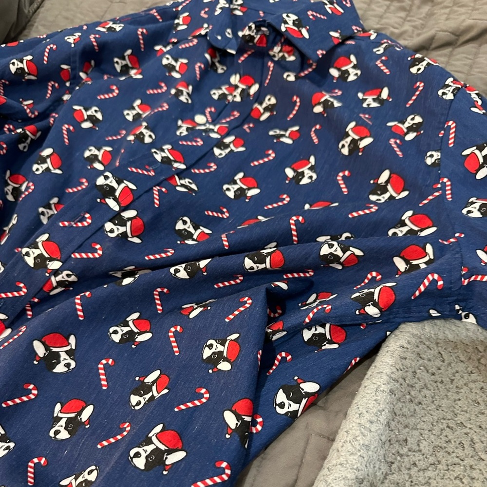 Christmas dog long sleeve button down
